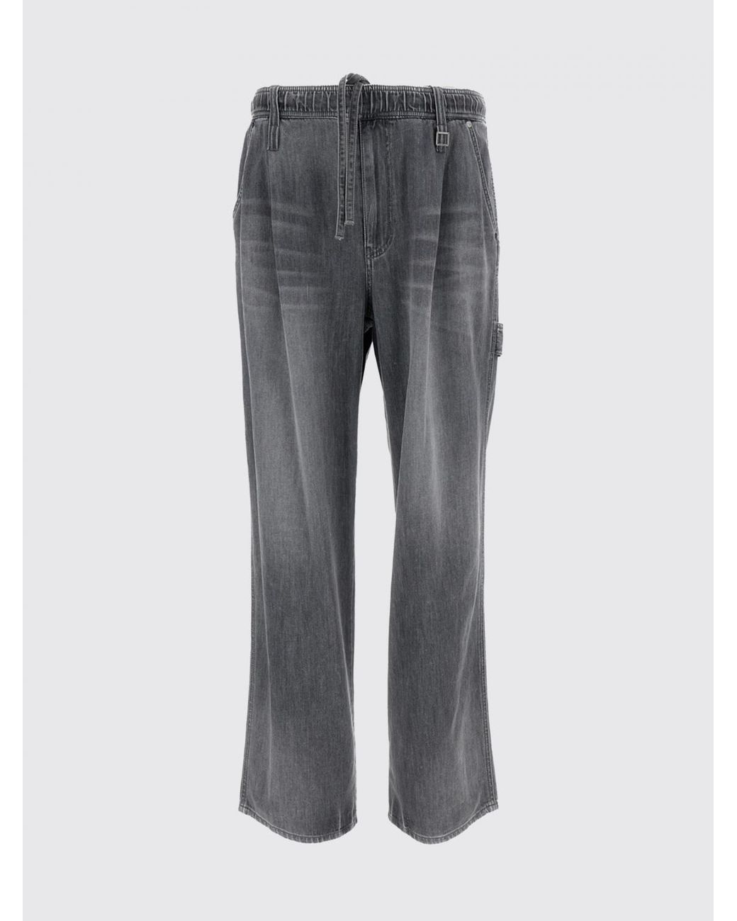 Wooyoungmi Gray Wide-Leg Cotton Denim Jeans With Elasticated Waist for men