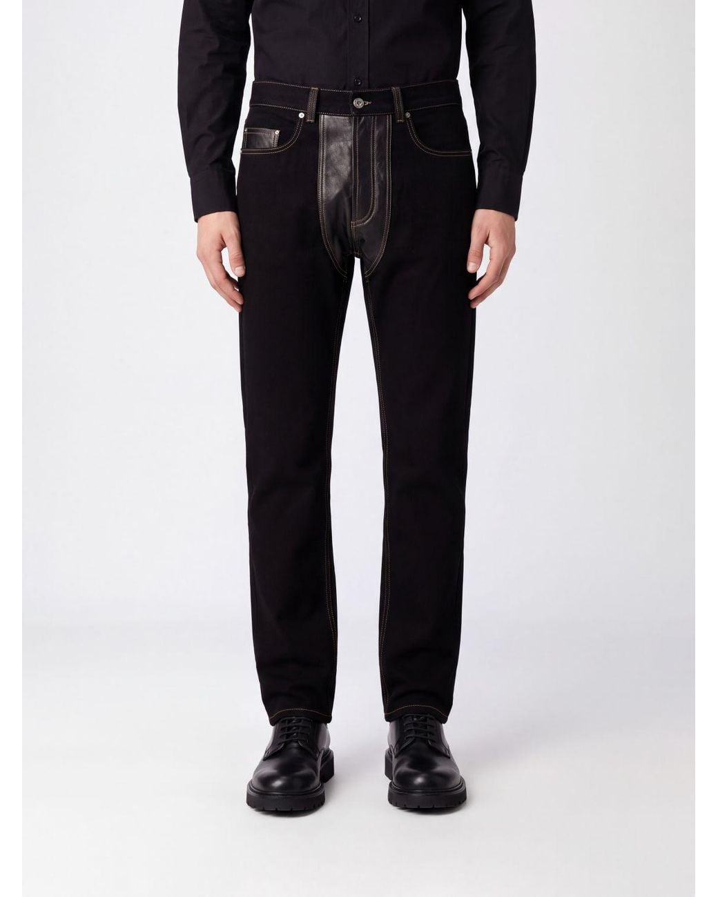 Versace Black Mid-Rise Straight-Fit Jeans for men