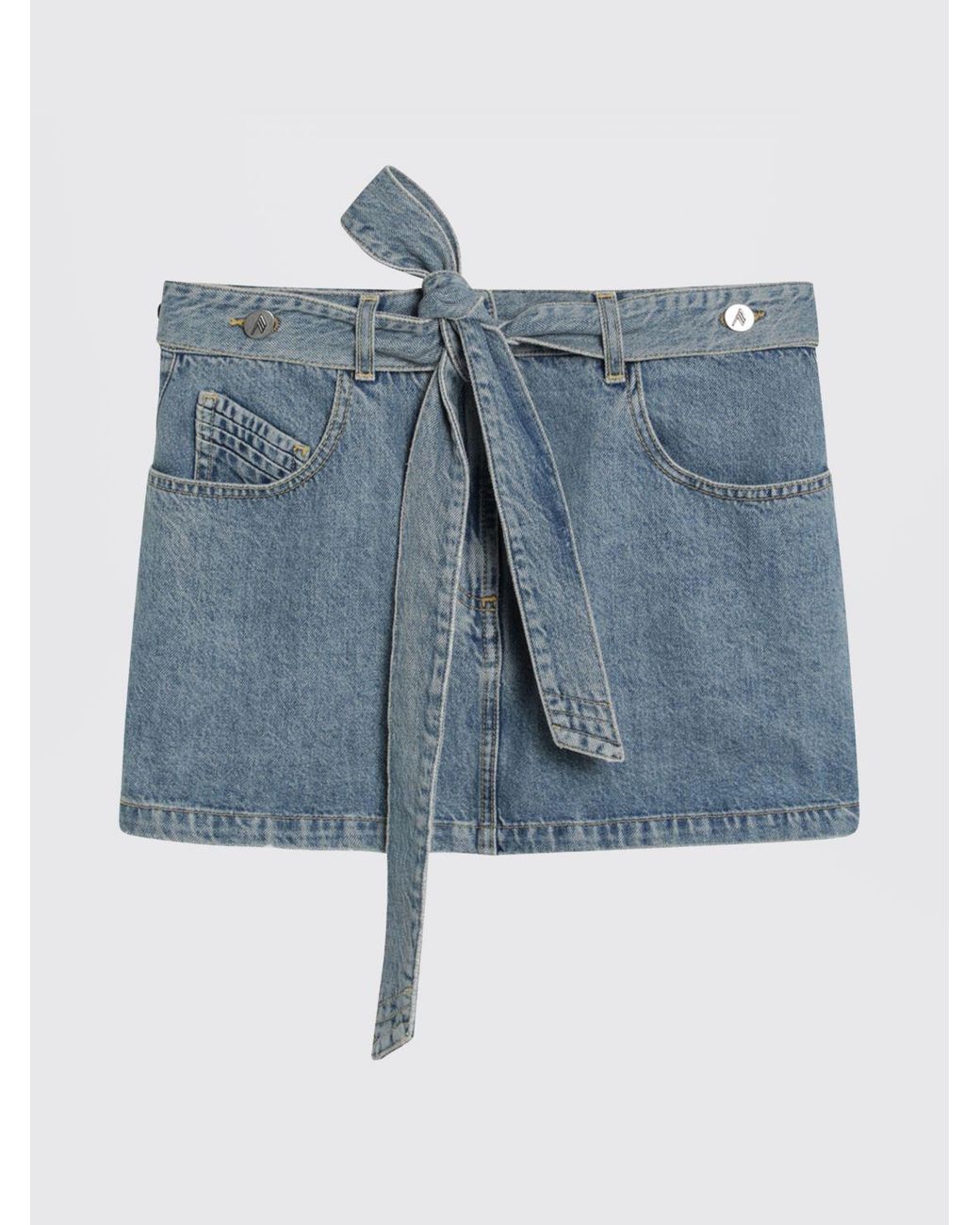 The Attico Blue Cotton Denim Mini Skirt