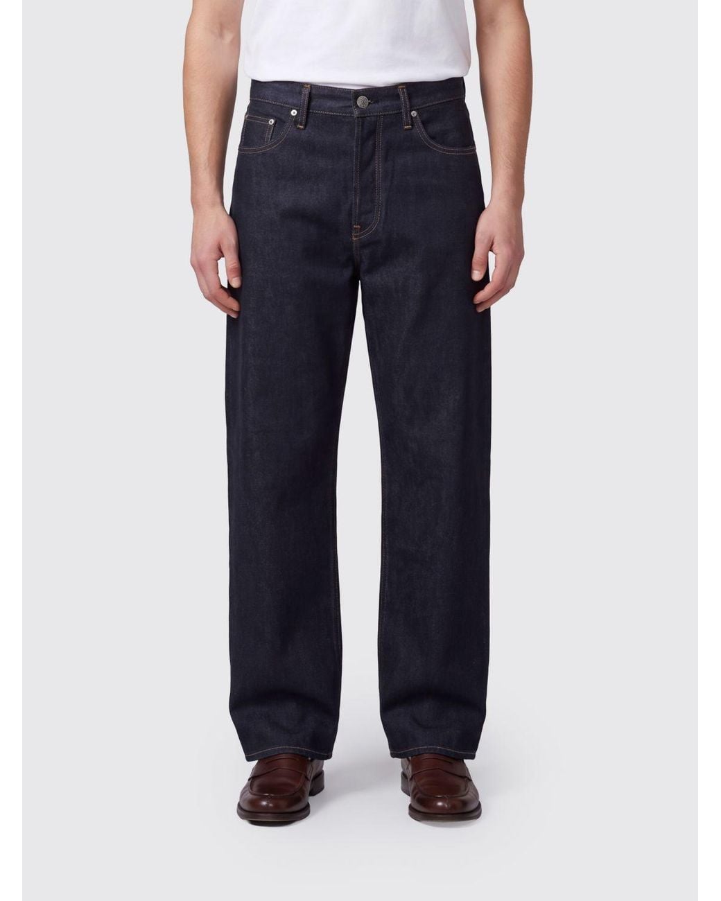 sunflower Blue Wide-Leg Cotton Denim Jeans With Five-Pocket Design for men
