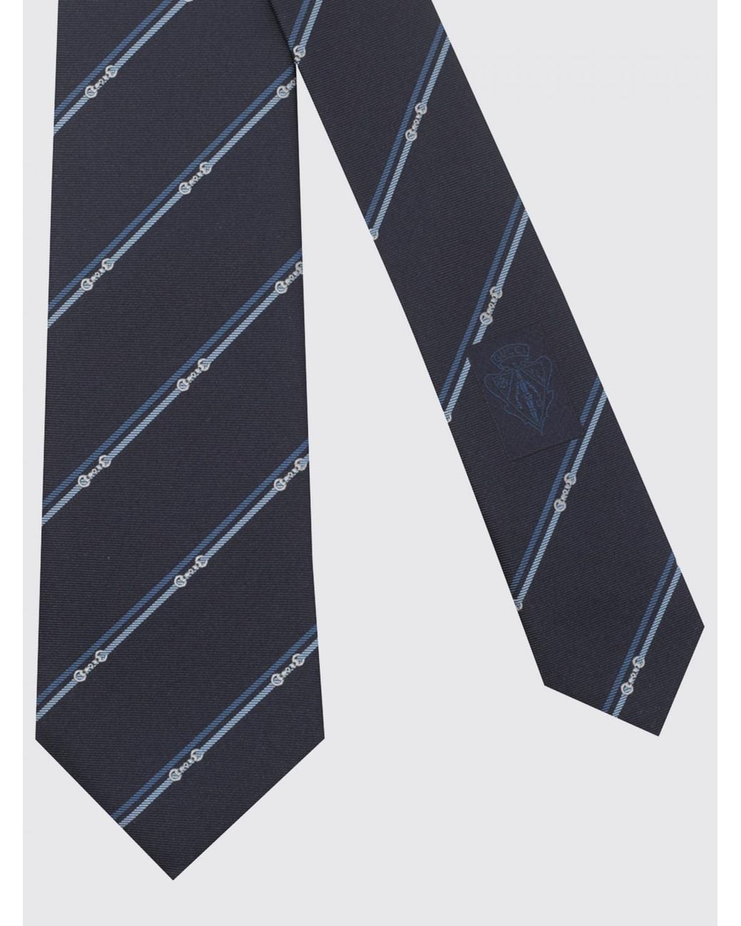 Gucci Blue Regimental Striped Silk Tie With Horsebit Detail for men