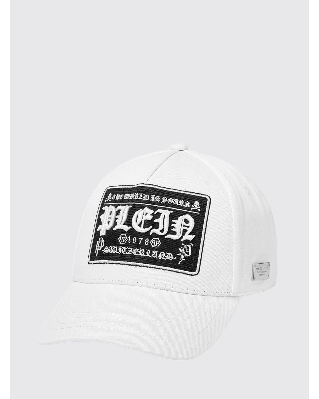 Philipp Plein White Embroidered Logo Cotton Baseball Cap With Rigid Visor for men
