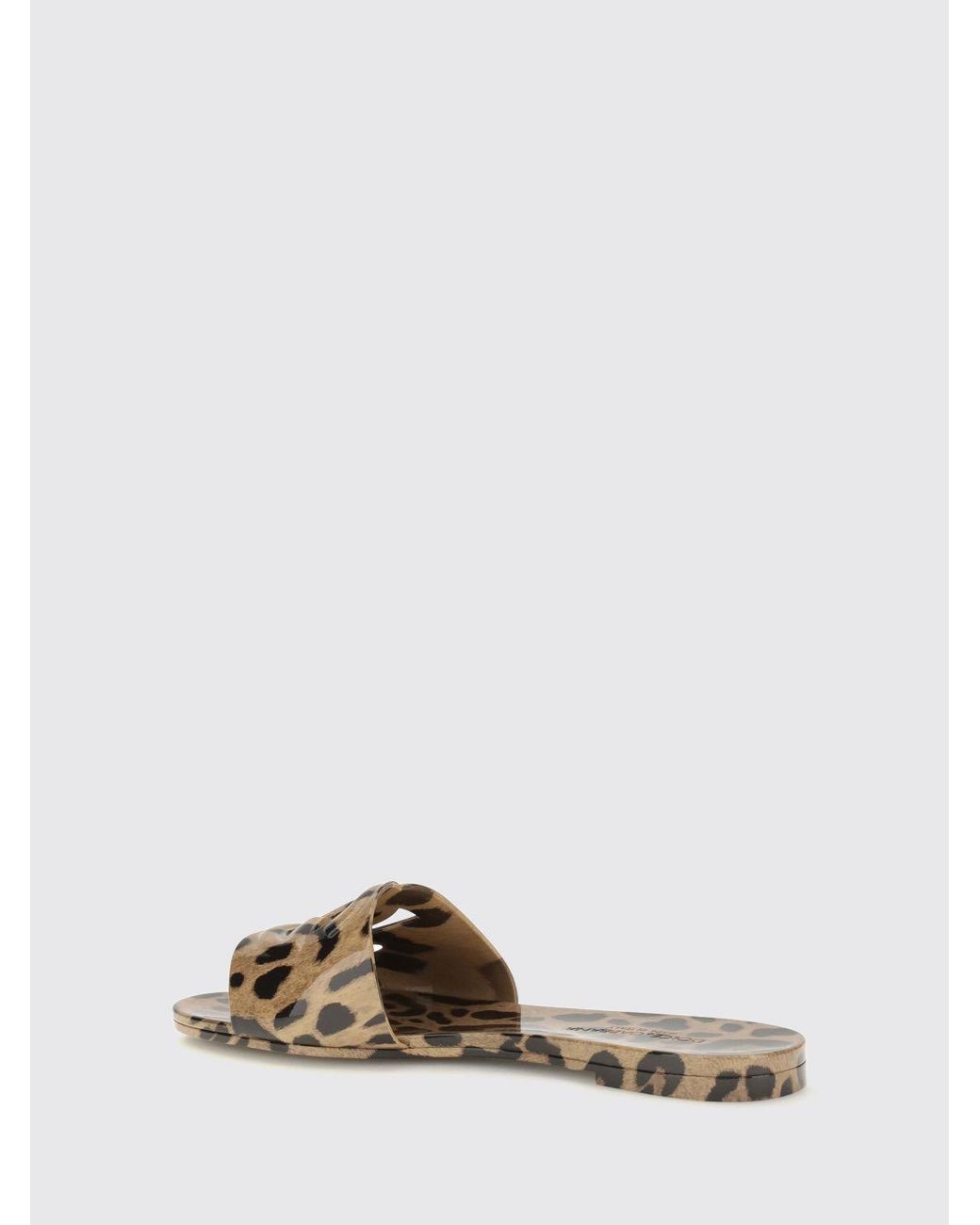 Dolce & Gabbana White Dolce &Amp Gabbana Animal-Print Rubber Slides With Dg Monogram