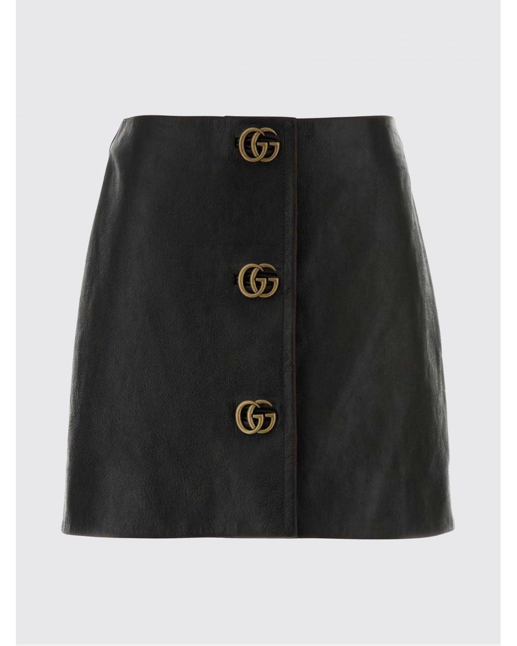 Gucci Black Gg Leather Pencil Skirt