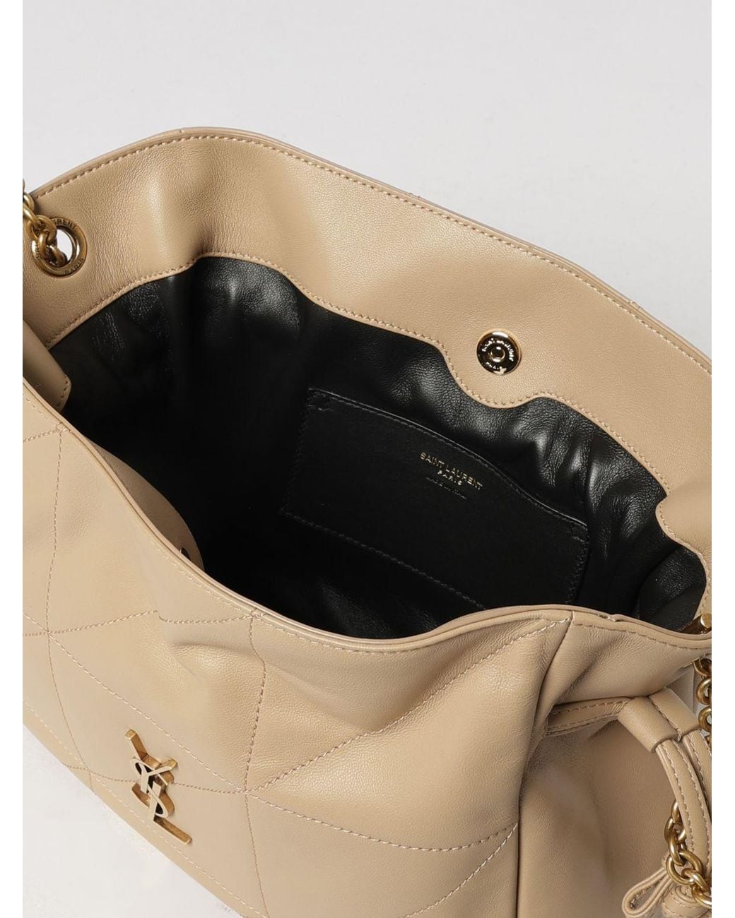 Saint Laurent Natural Jamie Small Quilted Lambskin Bucket Bag