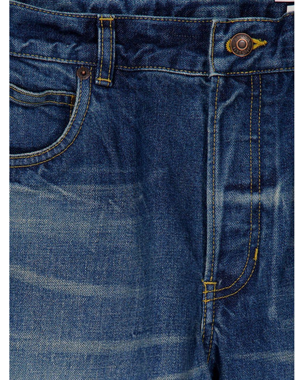 McQueen Blue Wide-Leg Distressed Denim Jeans for men
