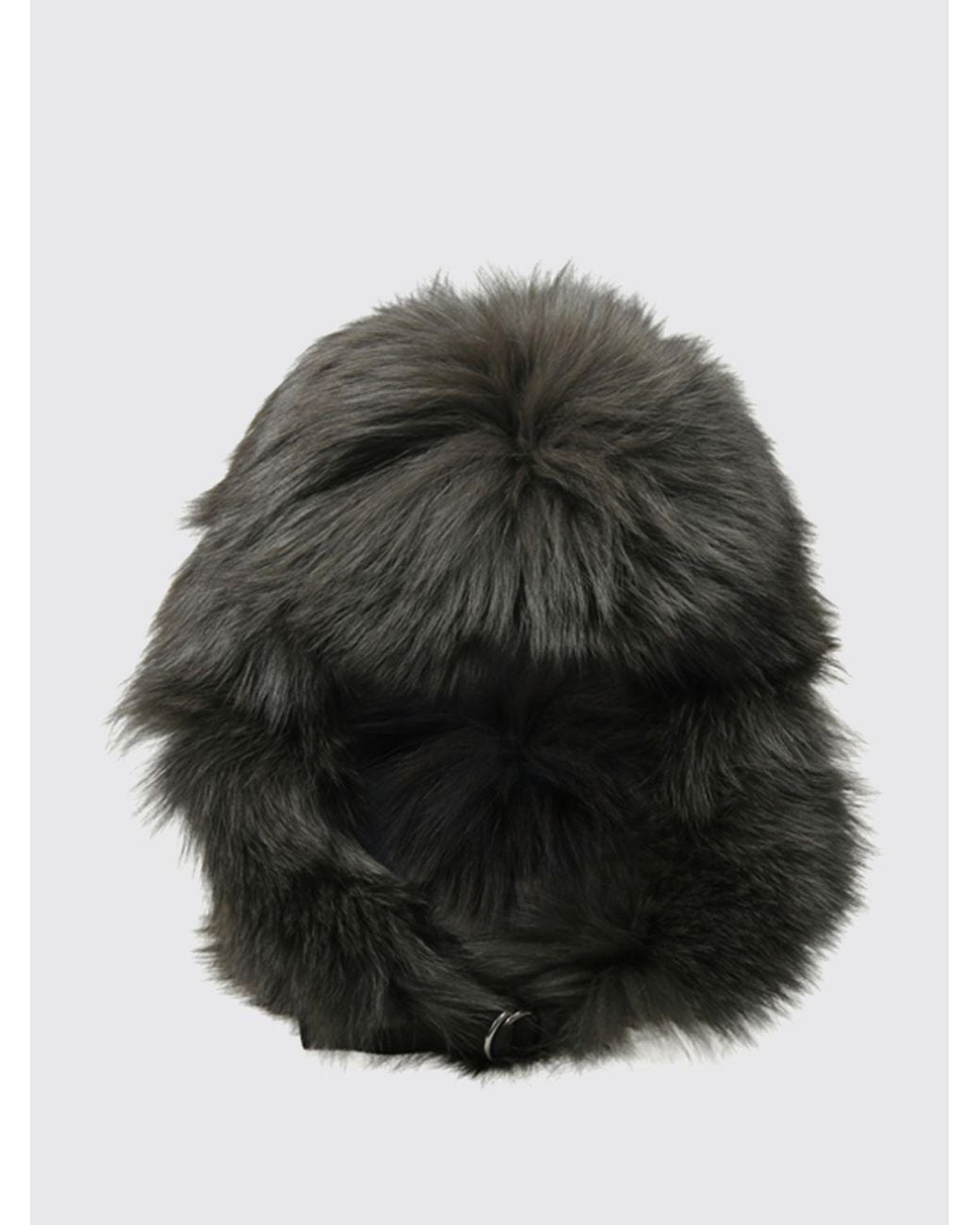 Yves Salomon Gray Faux Fur Snow Beanie Hat With Adjustable Strap