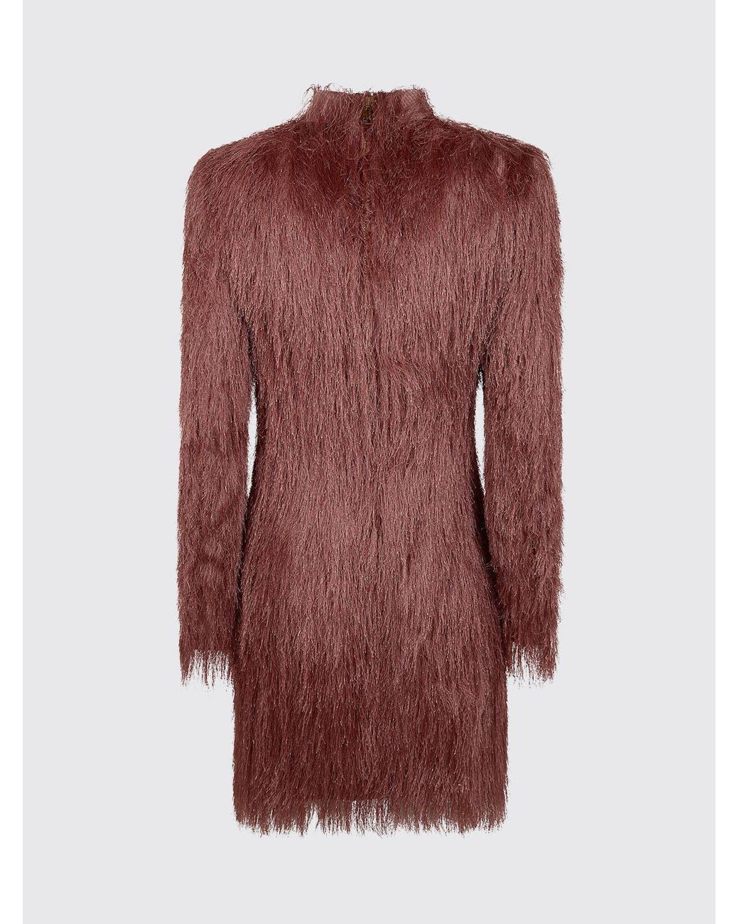 Balmain Red Sequined And Fringed Mock-Neck Mini Sheath Dress