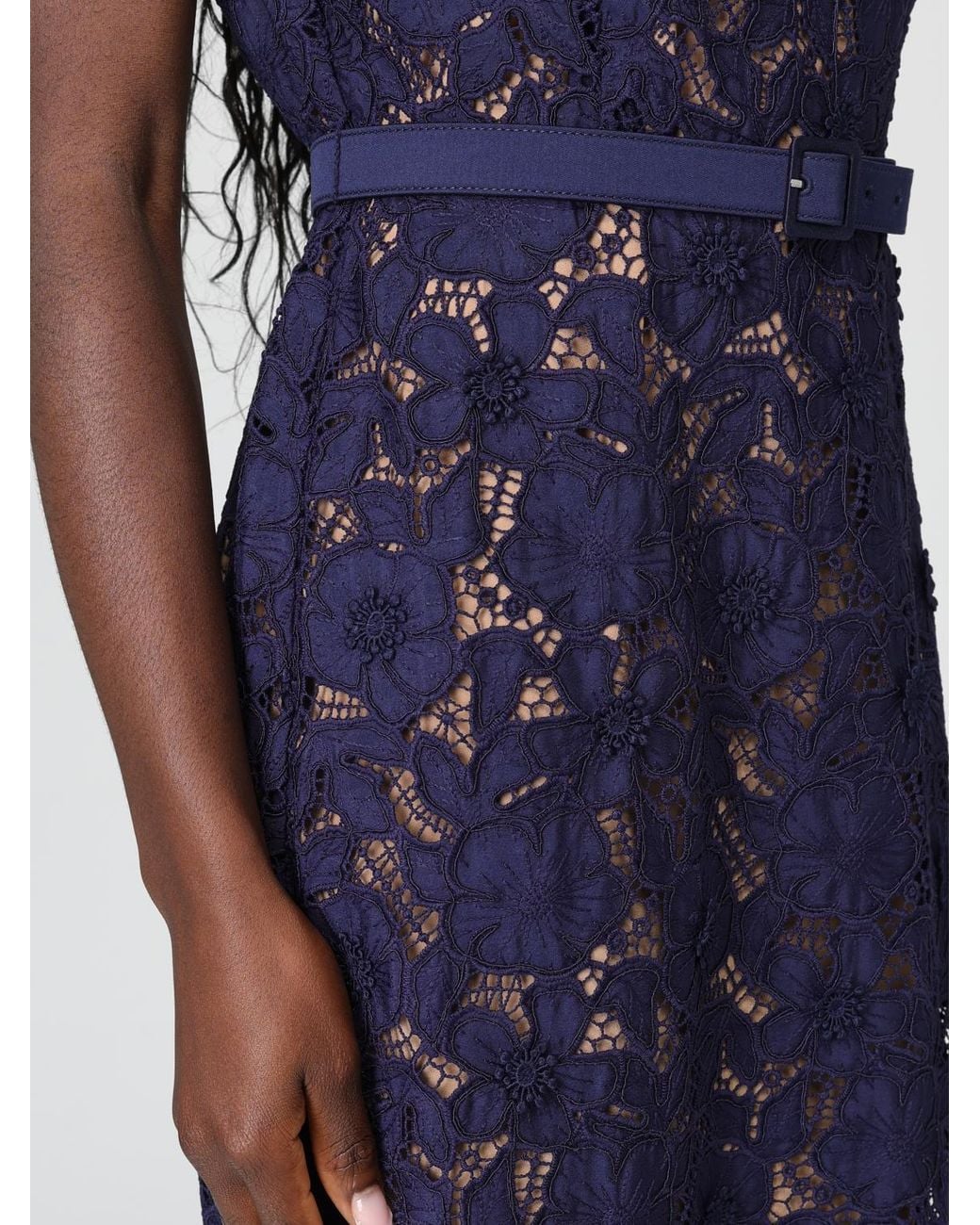Self-Portrait Blue Lace Midi Dress