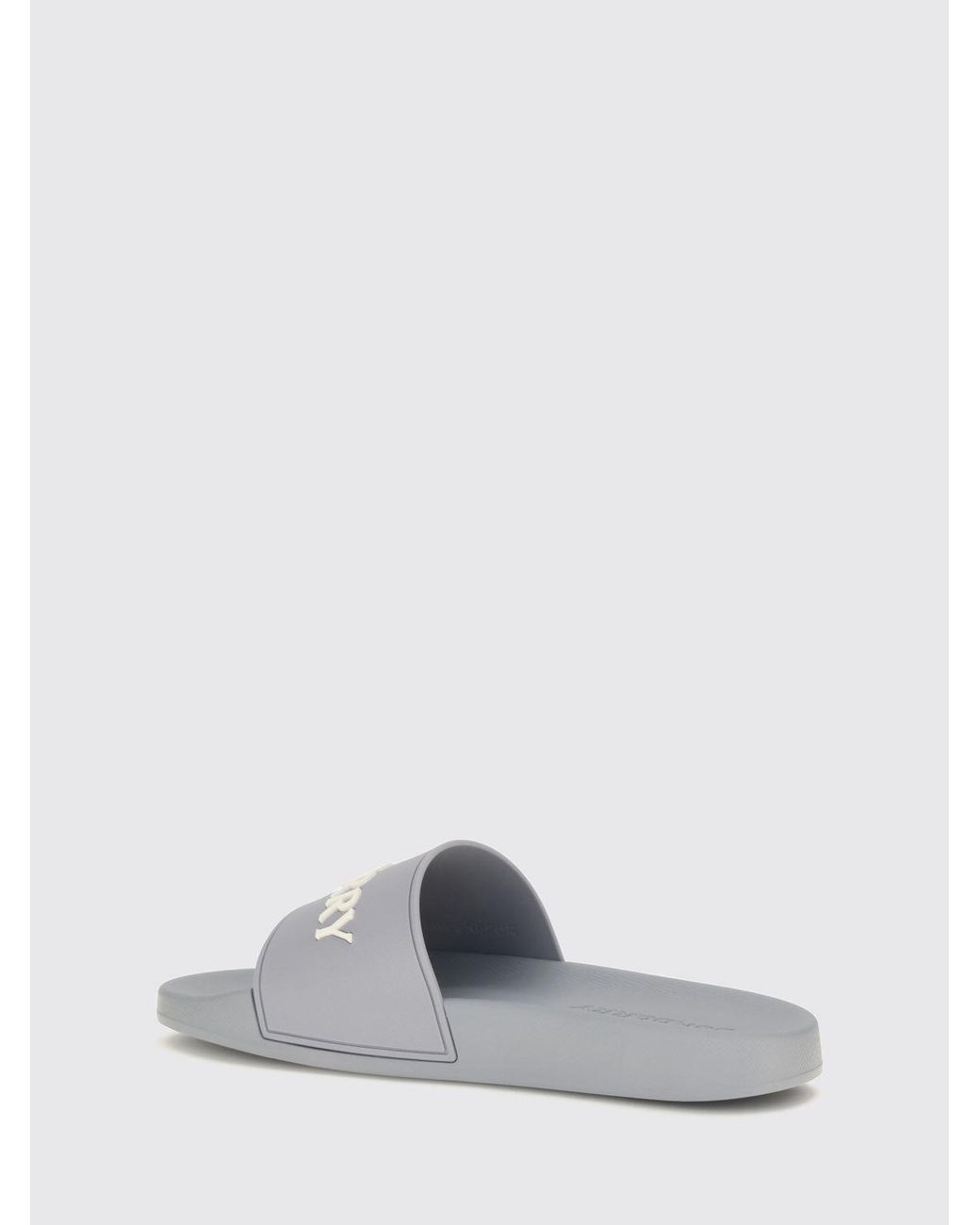 Burberry White Rubber Slides With Contrasting Lettering Logo for men