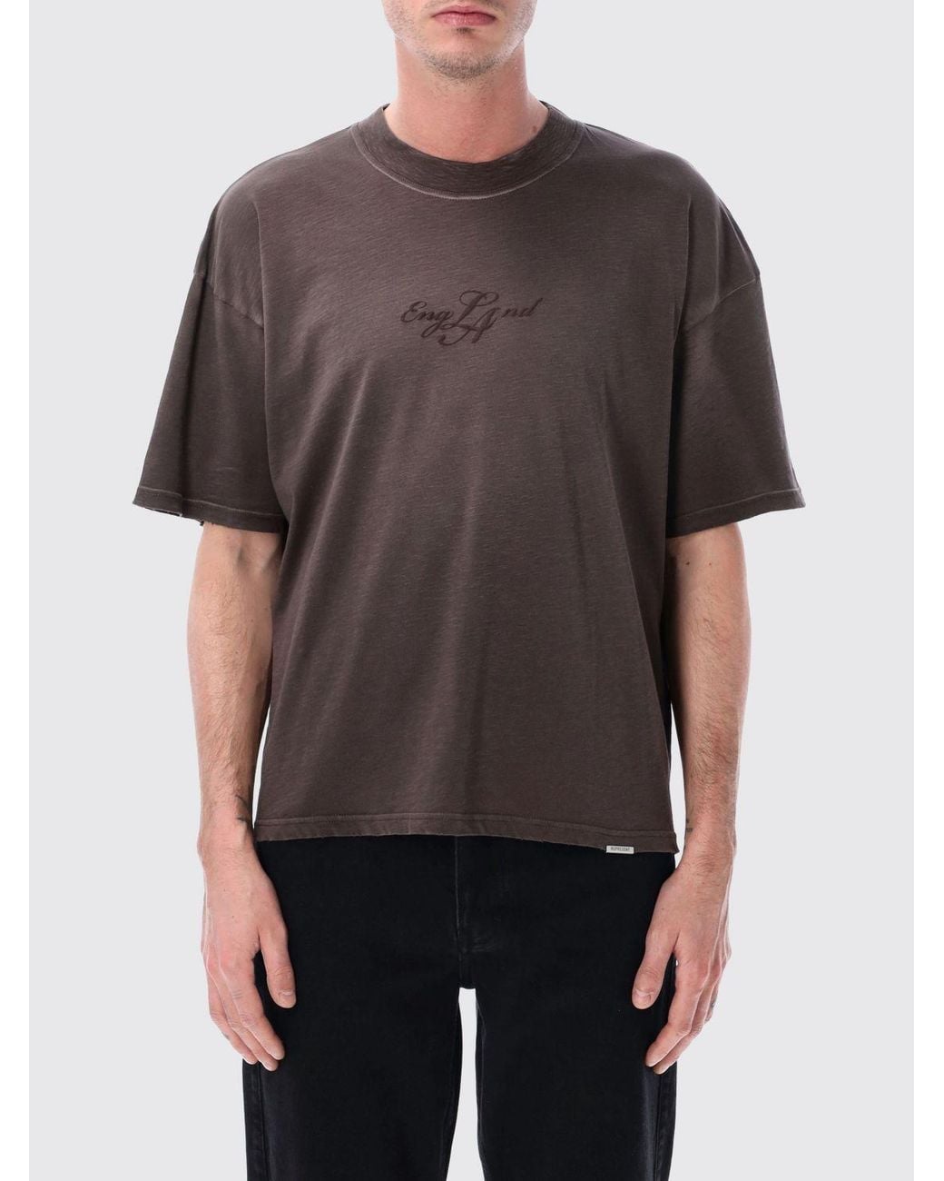 Represent Gray Cotton T-Shirt With Logo for men