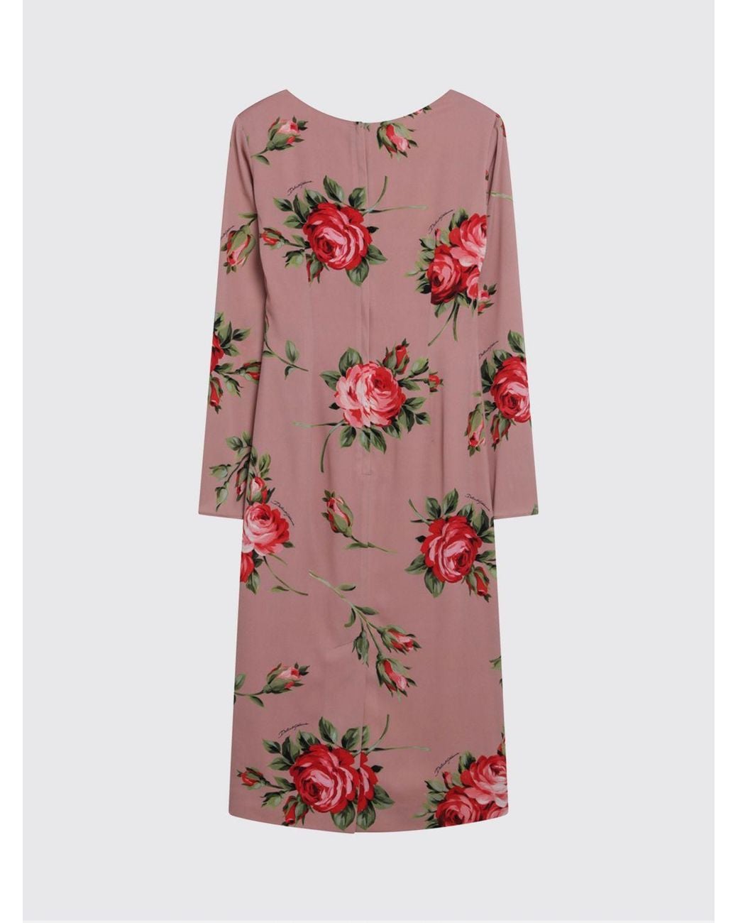 Dolce & Gabbana Red Dolce &Amp Gabbana Floral Print Stretch Silk Sheath Dress