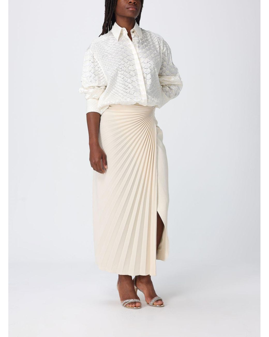 Roberto Cavalli Natural Pleated Skirt