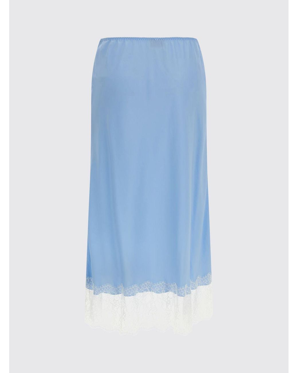 Moschino Couture Blue Silk Skirt With Lace Inserts