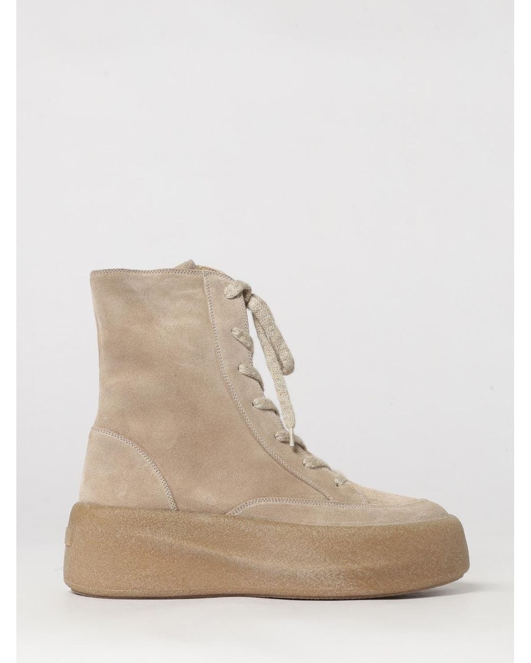 Vic Matié Natural Vic MatiÉ Suede Combat Boots With A Platform Sole And Side Zip
