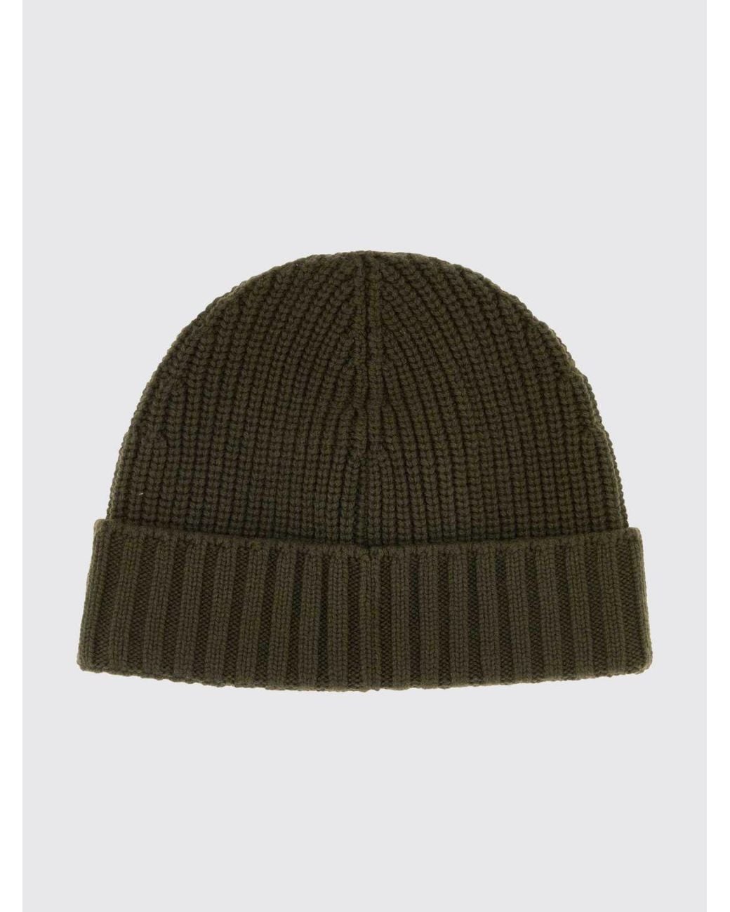 Stone Island Green Pure Cashmere Beanie Hat With Cuffed Hem And Logo Patch for men