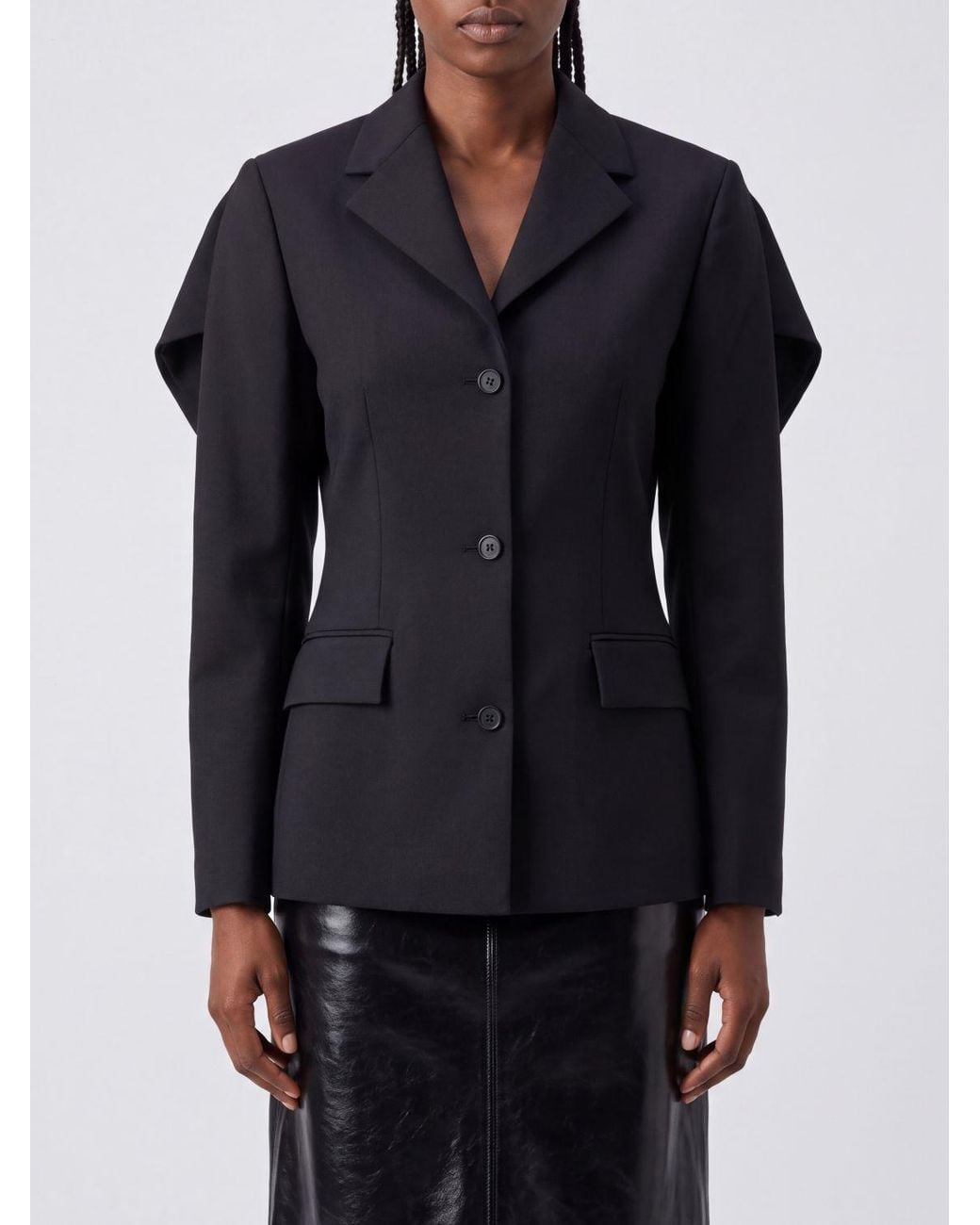 Loewe Blue Single-Breasted Slim Fit Wool Blazer With Lapel Collar