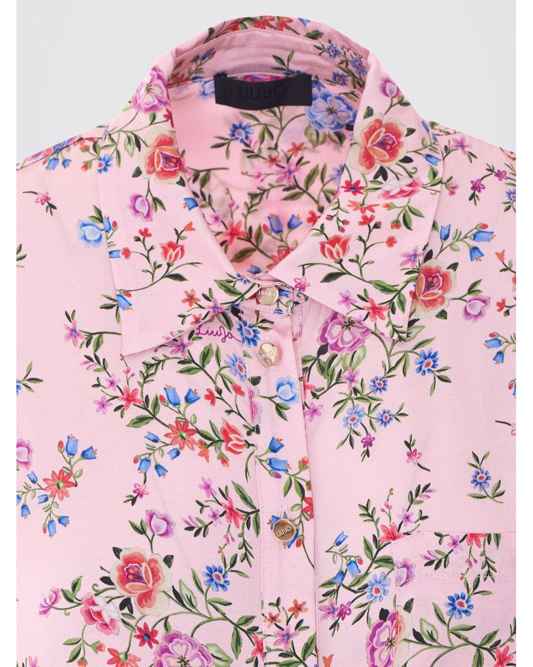 Liu Jo Pink Viscose Floral Print Shirt