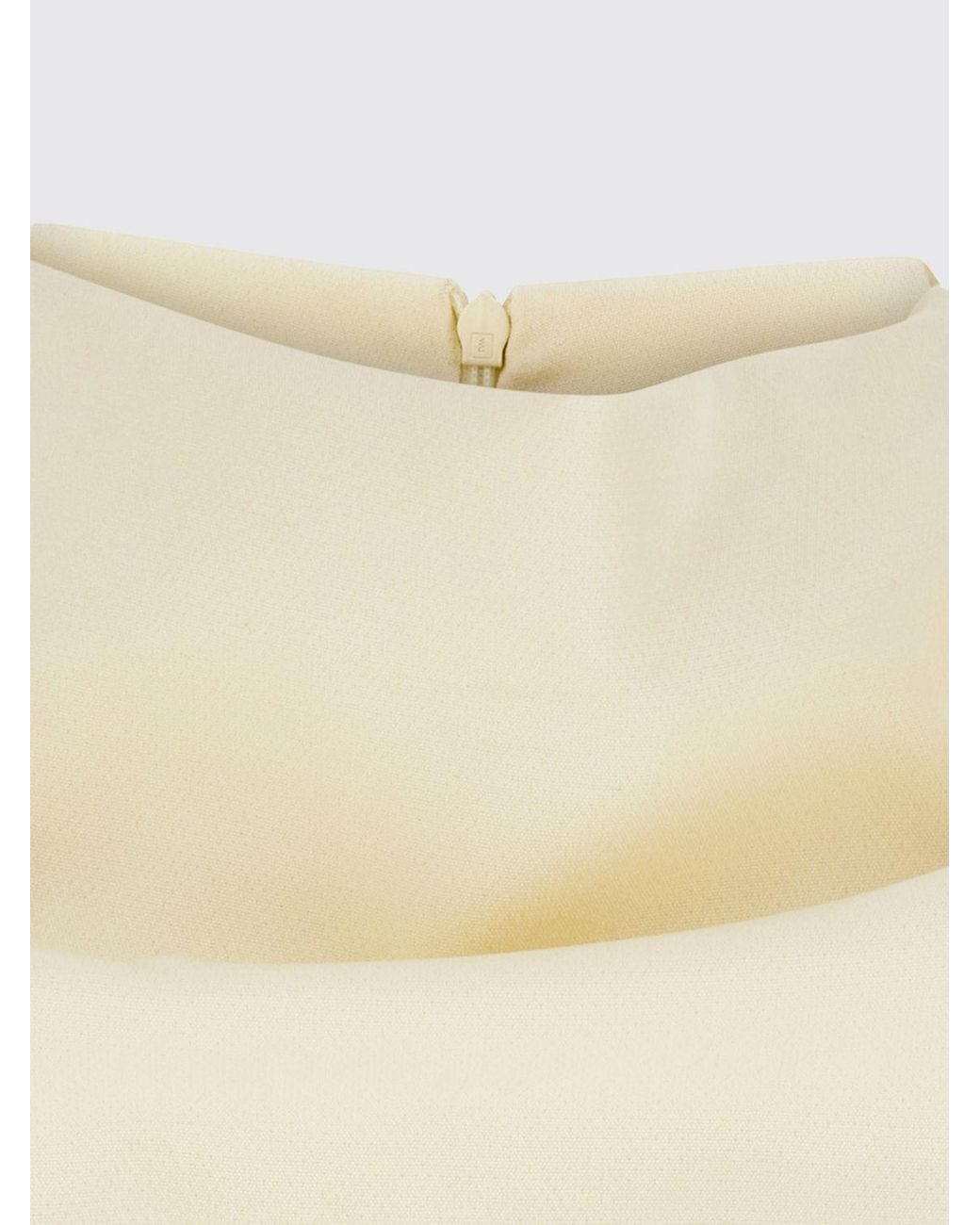 FEDERICA TOSI Natural Short-Sleeved Cady Blouse With High Neck And Cut-Out Shoulders