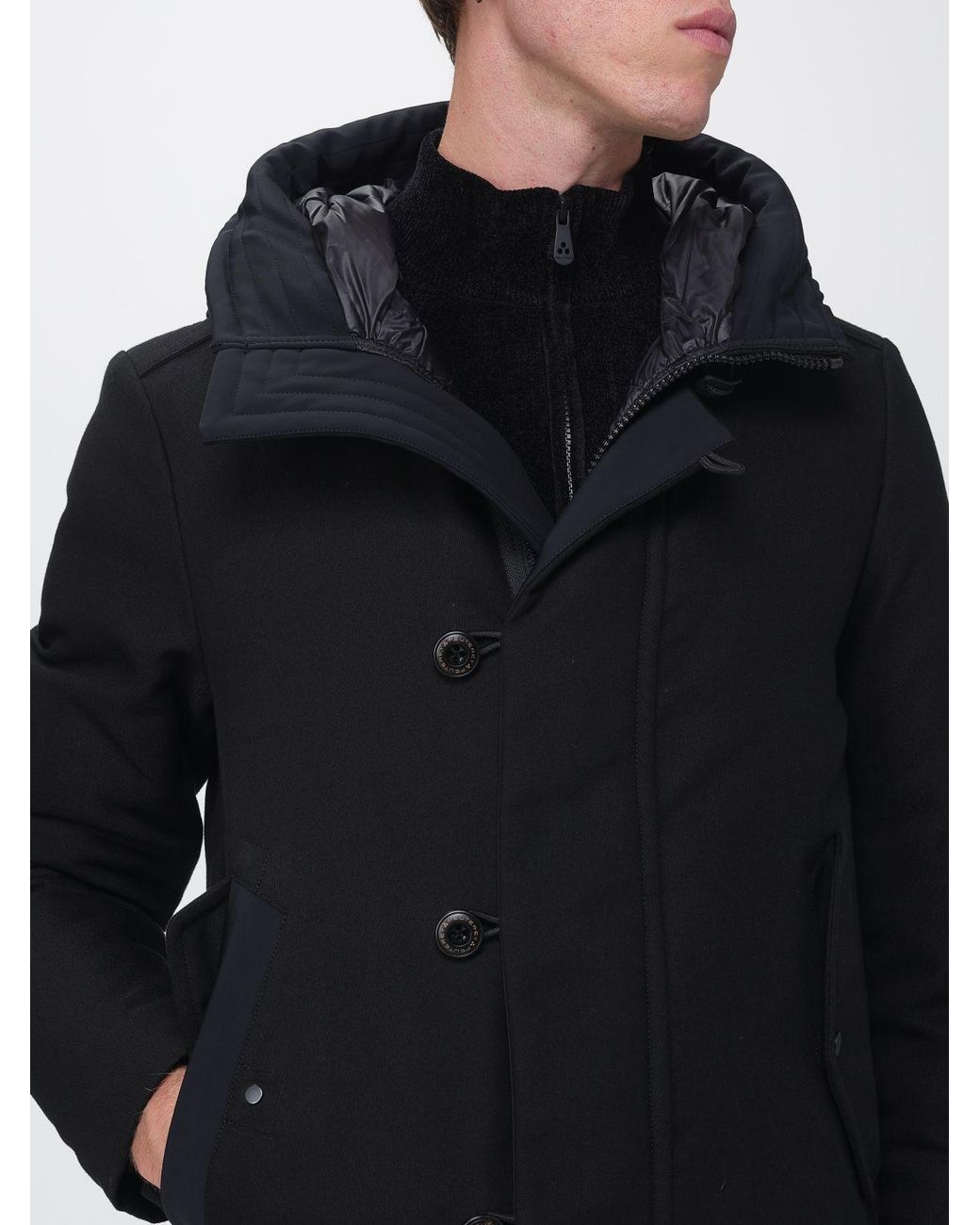 Peuterey Blue Kasa Ki Water-Repellent Knee-Length Parka With Fur Collar for men