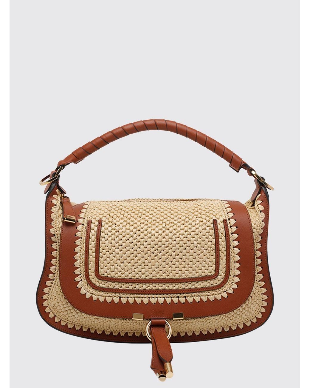 Chloé Brown ChloÉ Crochet Raffia And Leather Marcie Bag