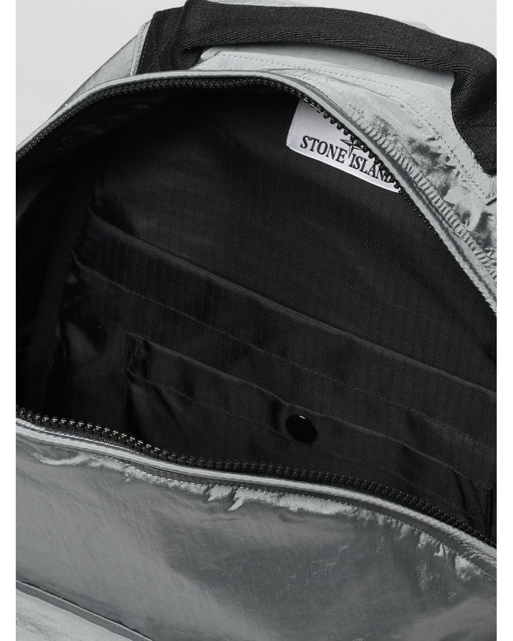 Stone Island Gray Nylon Backpack With Adjustable Shoulder Straps And Compass Logo Patch for men