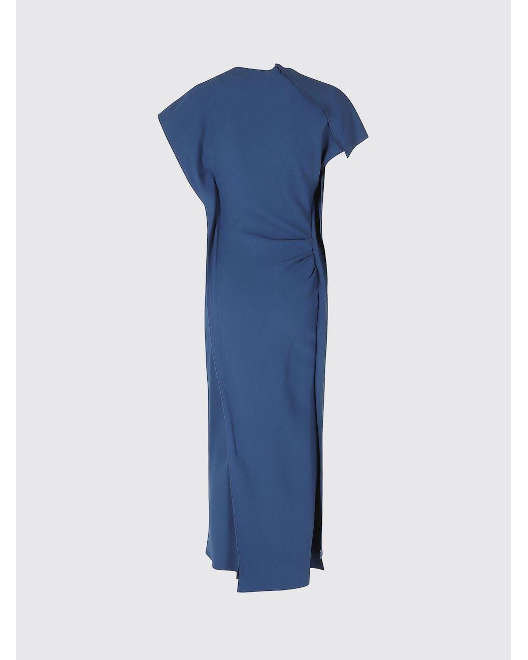 Victoria Beckham Blue Slim Fit Asymmetrical Midi Dress