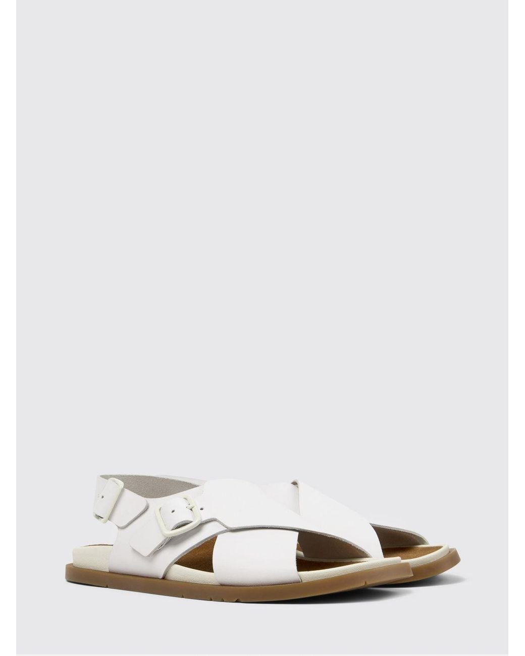 Camper White Lluc Leather Sandal