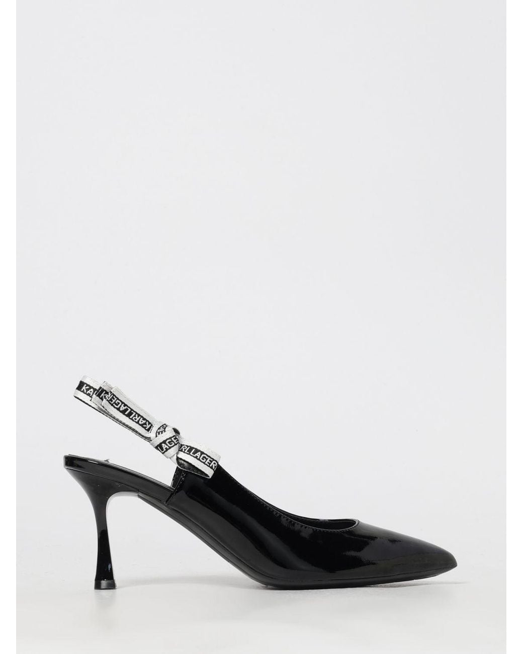 Karl Lagerfeld White Sienna Patent Leather And Viscose Slingbacks