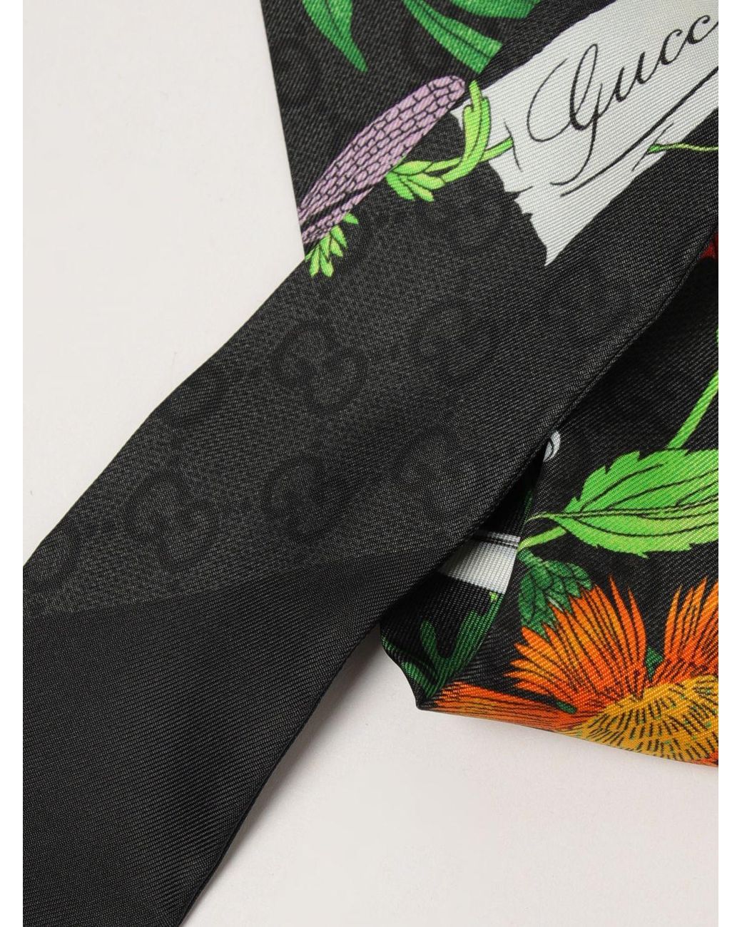 Gucci Natural Floral Print Gg Monogram Silk Bandeau