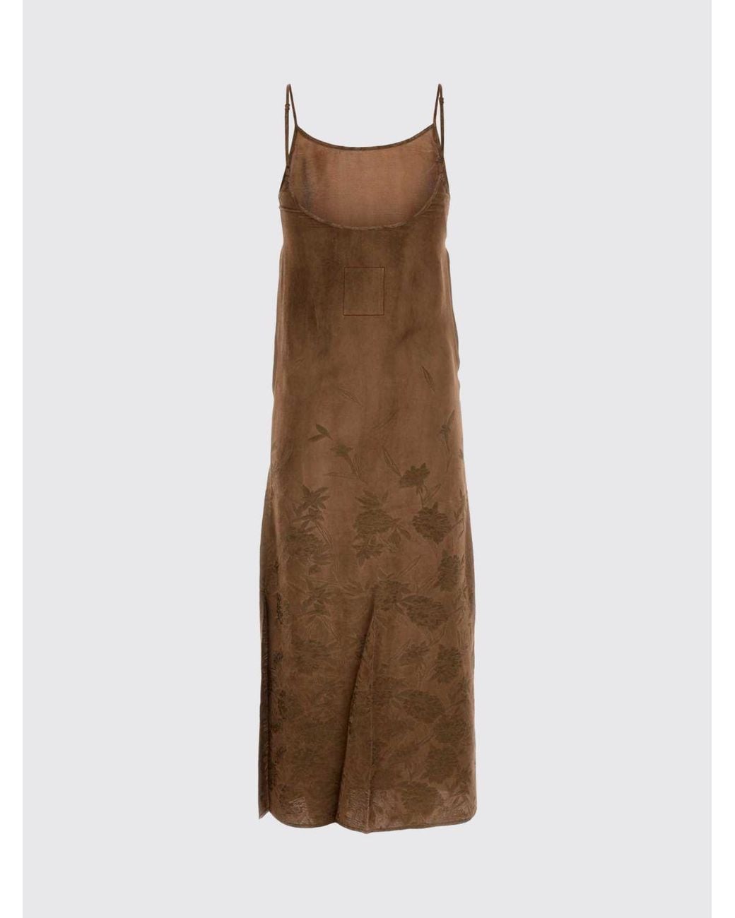 Uma Wang Brown Floral Print Viscose Blend Midi Slip Dress