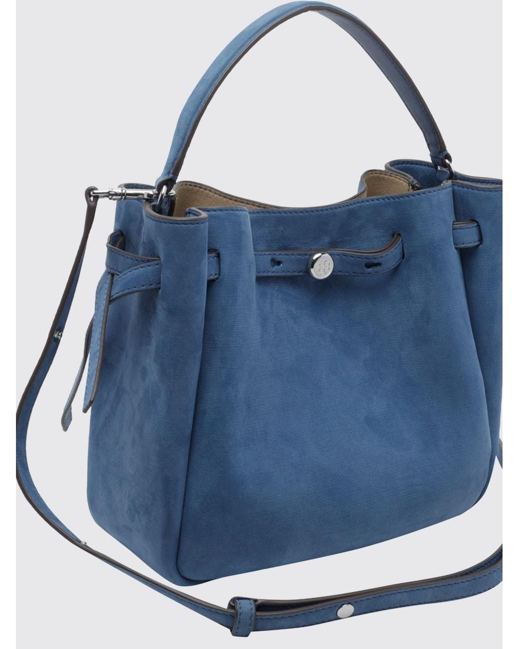 Tory Burch Blue Romy Mini Nubuck Leather Bucket Bag