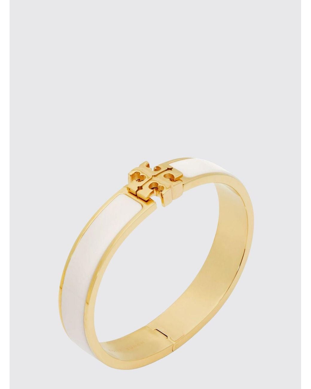 Tory Burch Natural Kira Enameled Brass Bangle With Double T Logo