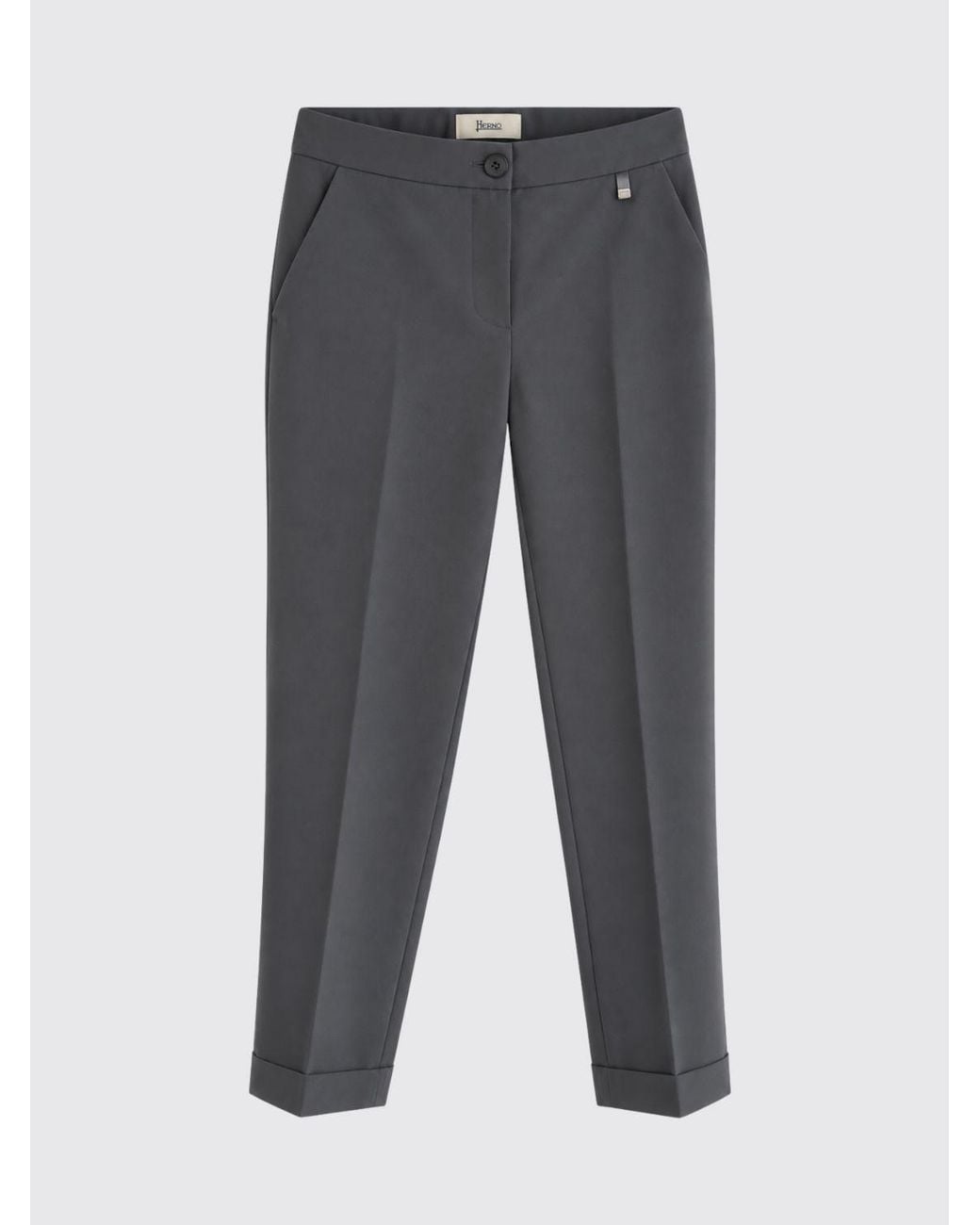 Herno Gray Skinny Crêpe Trousers With Mid-Rise Waist And Slash Pockets
