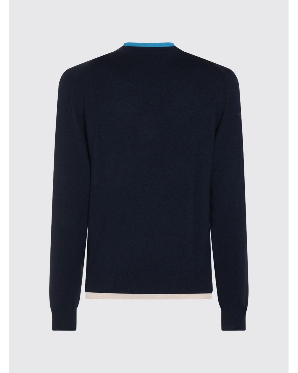 Marni Blue Slim Fit Cashmere Crewneck Jumper With Contrast Trims for men