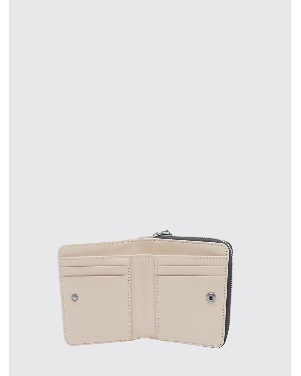 Marc Jacobs White Small Hammered Leather Wallet With Embroidered Logo