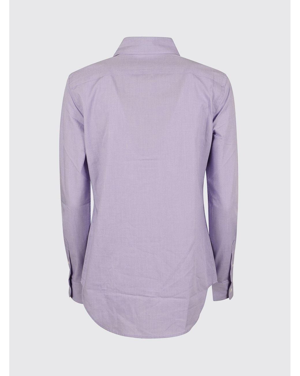 Polo Ralph Lauren Purple Slim Fit Cotton Shirt With Embroidered Pony Logo