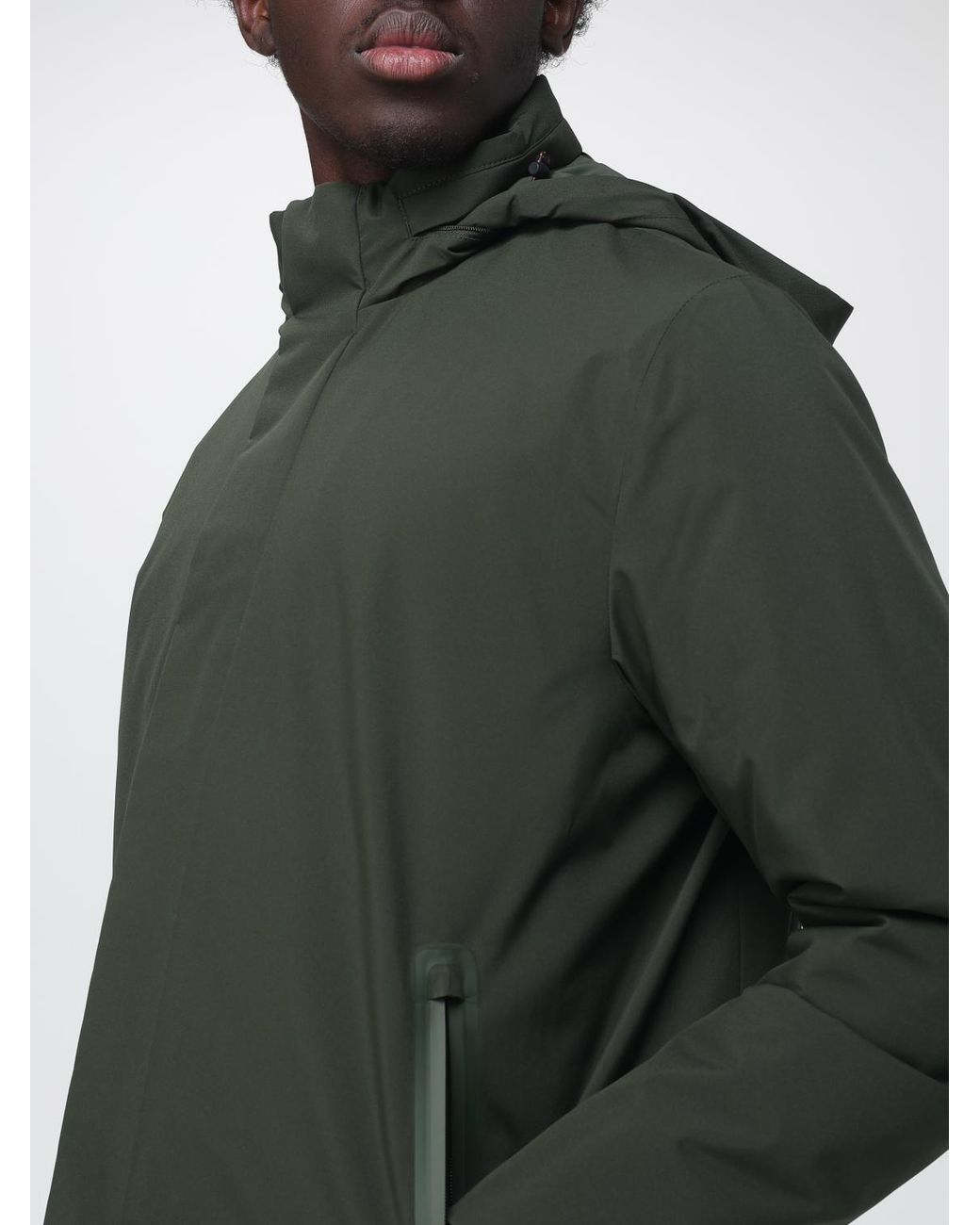 Save The Duck Green Short Waterproof Polyester Parka With Hood And Concealed Closure for men