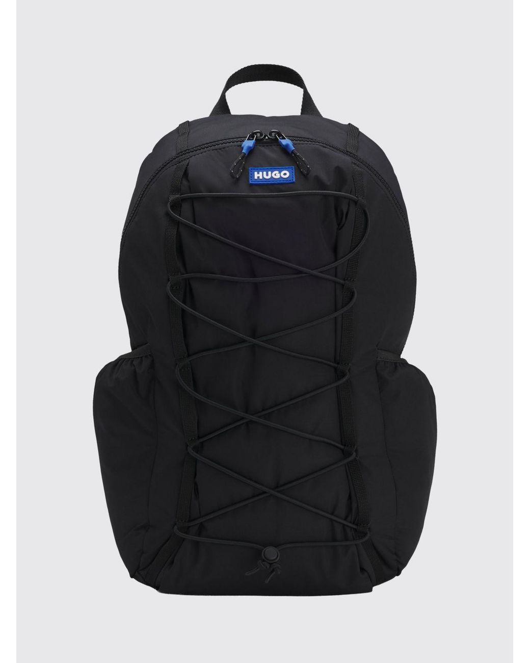 HUGO Black Recycled Polyester Backpack With Adjustable Shoulder Straps And Zip Closure for men