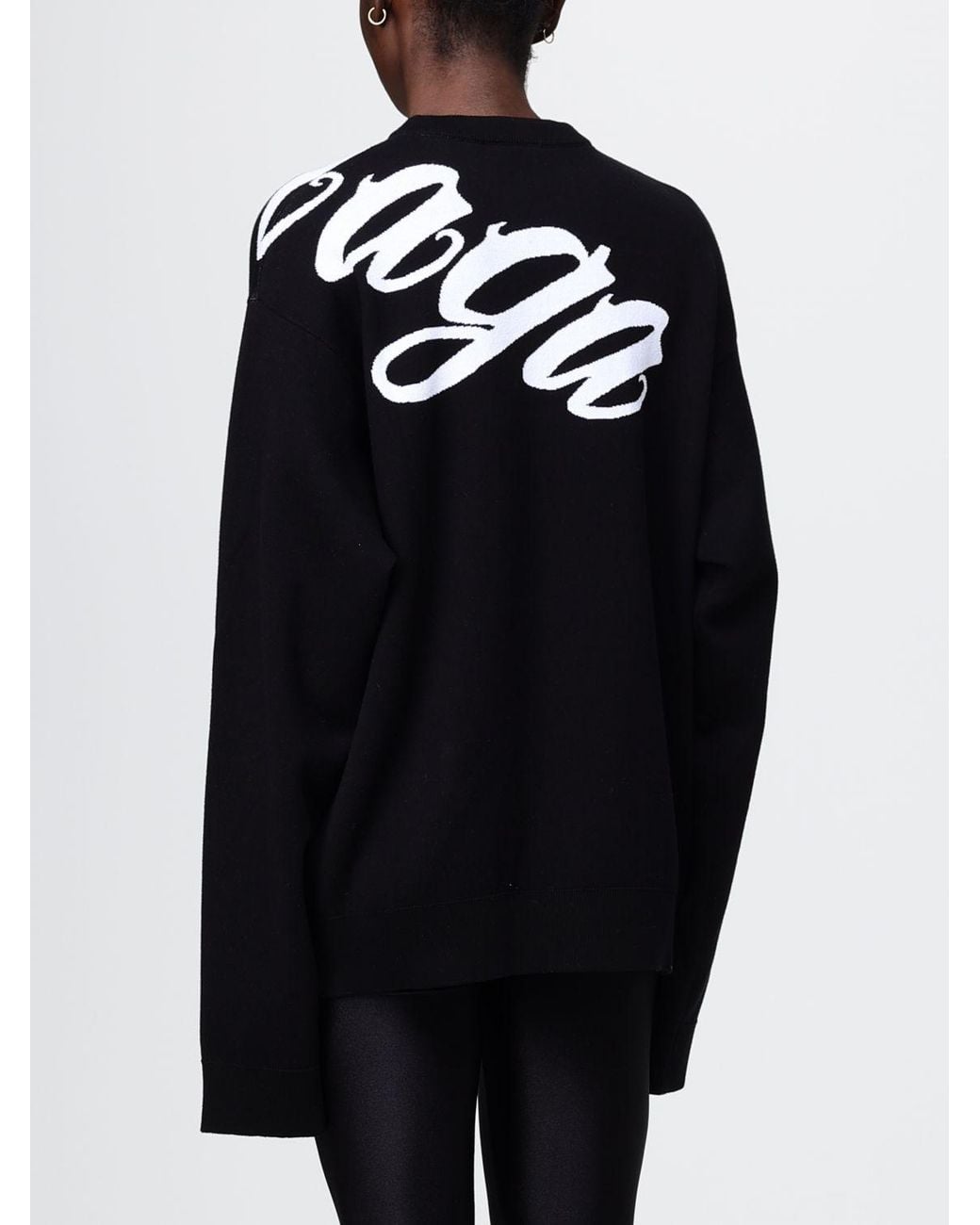 Balenciaga Blue Cotton Blend Sweater With Maxi Logo