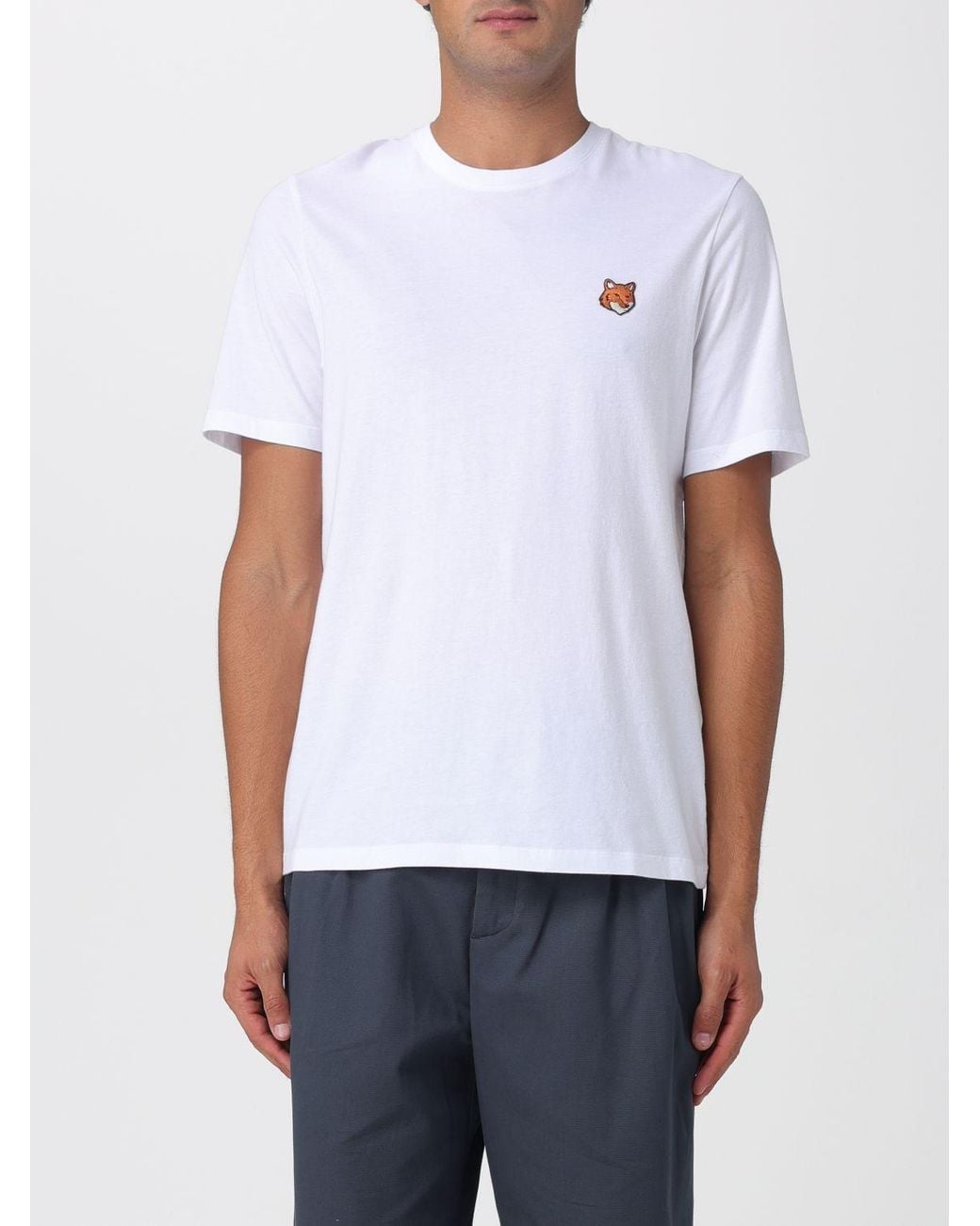 Maison Kitsuné White Maison KitsunÉ Cotton T-Shirt With Logo for men