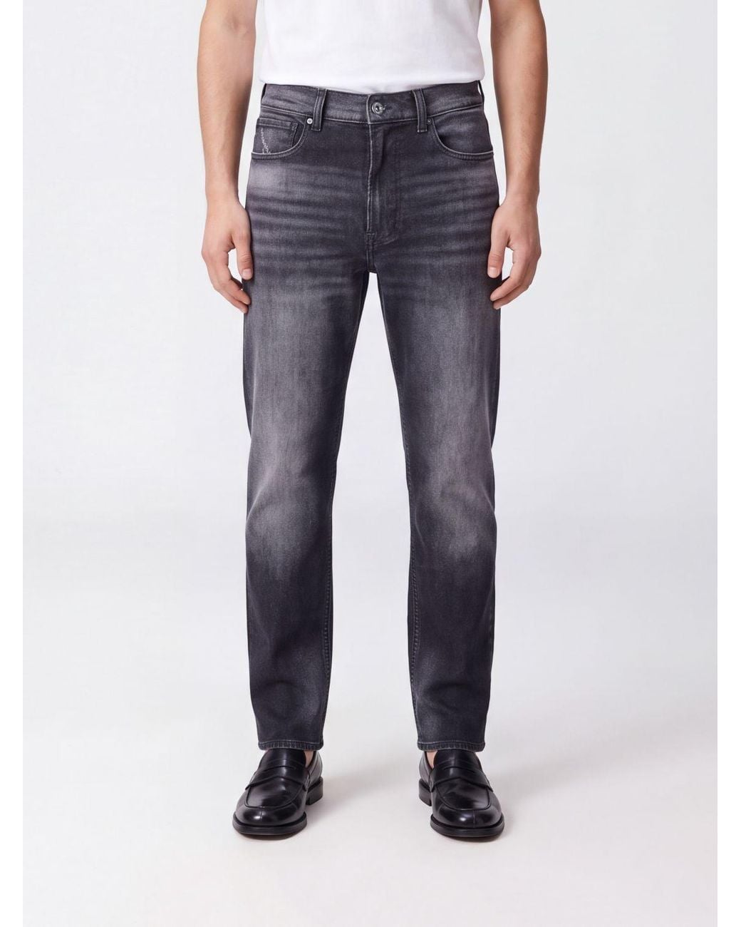 7 For All Mankind Blue Easy Straight Stretch Denim Straight-Leg Jeans for men