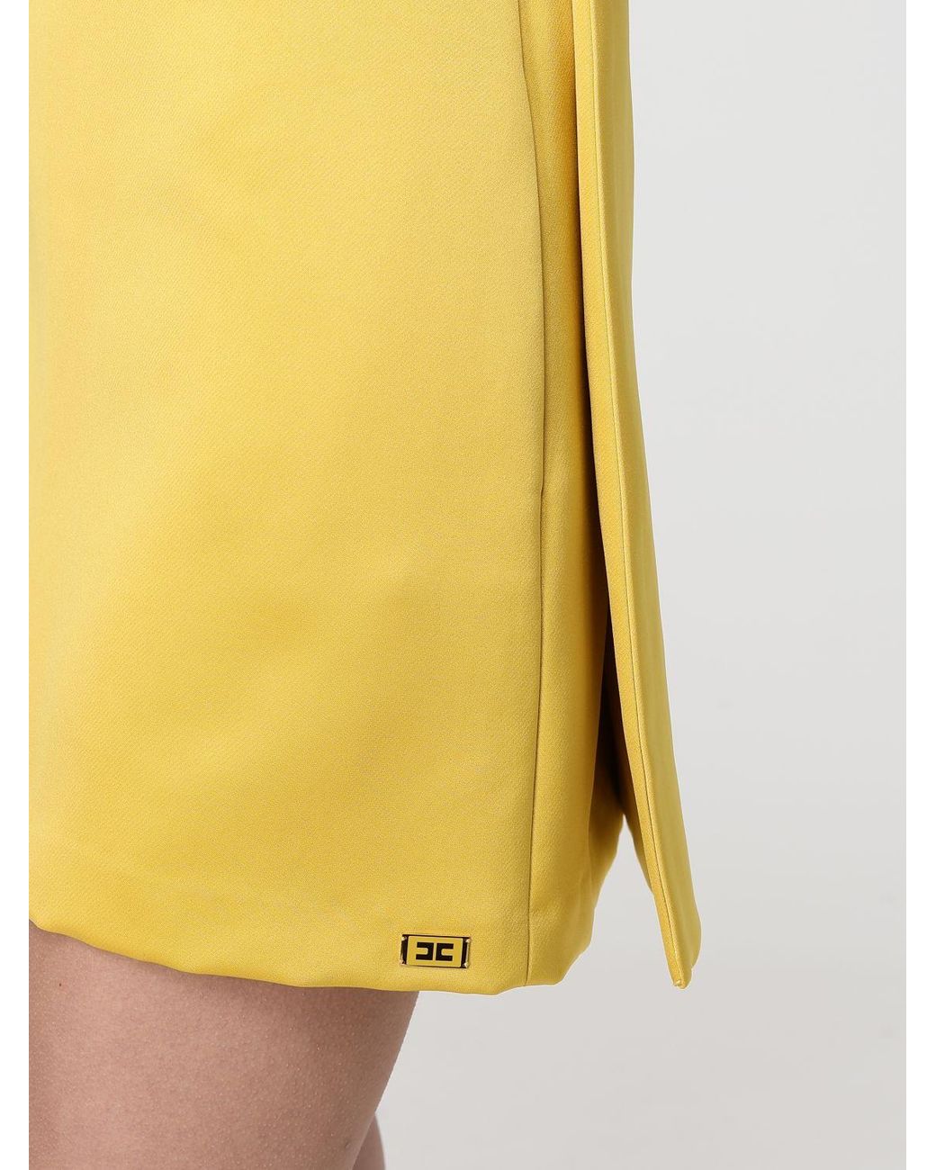 Elisabetta Franchi Yellow Crepe Mini Dress