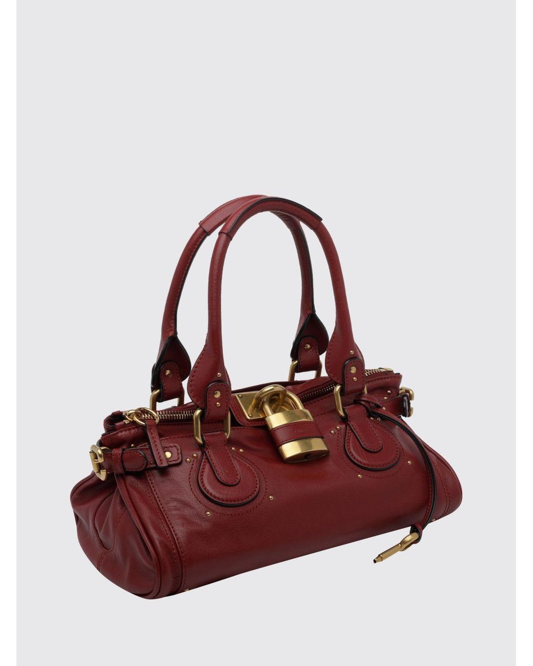 Chloé Red ChloÉ Paddington Calfskin Shoulder Bag With Iconic Padlock