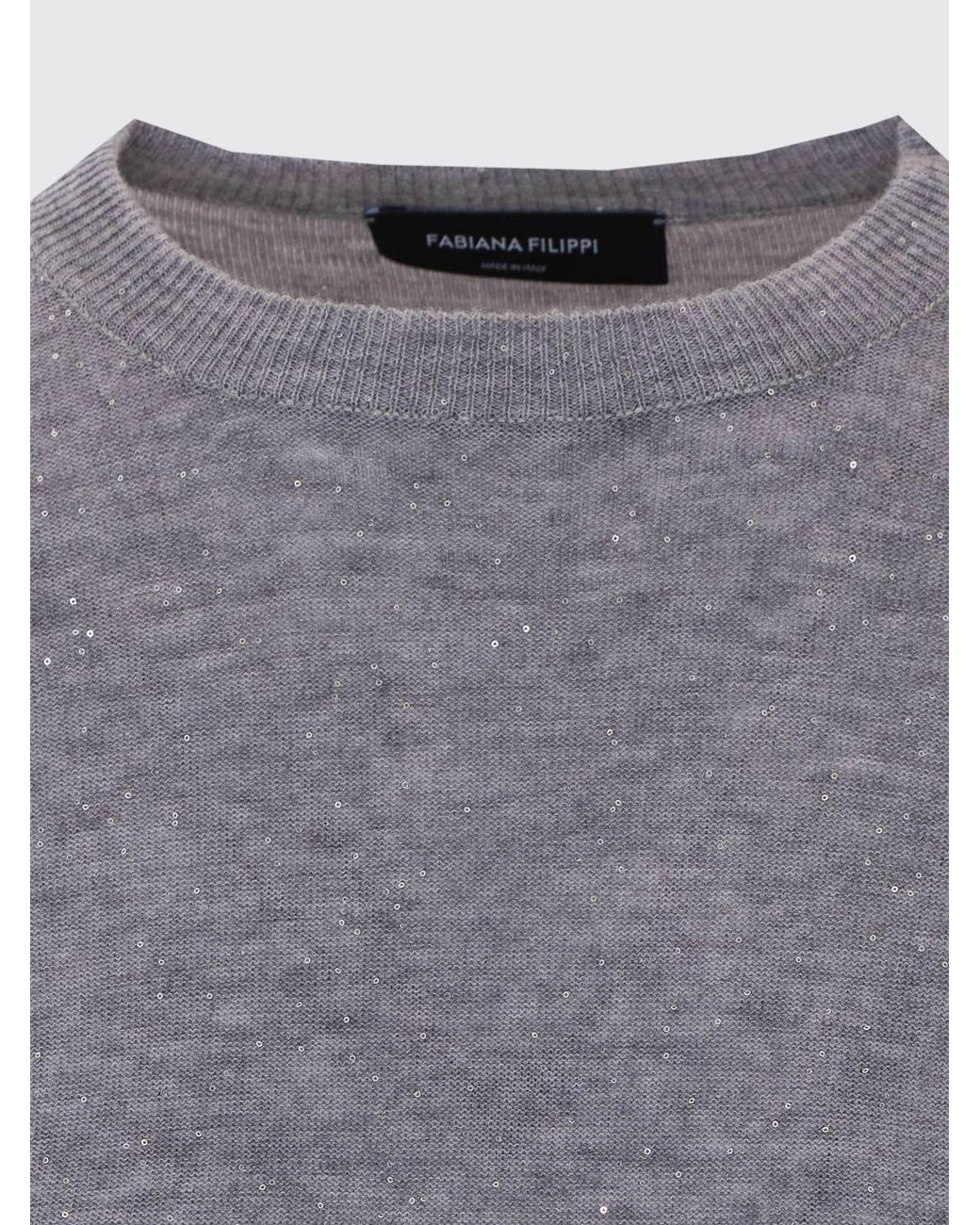 Fabiana Filippi Gray Short-Sleeved Slim Fit Wool Blend Crewneck Sweater