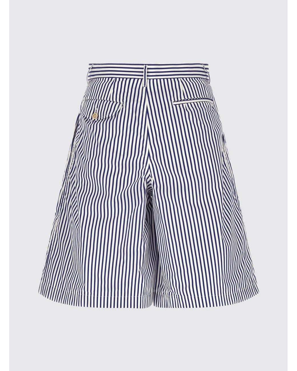 Comme des Garçons Blue Knee-Length Wide Leg Striped Chino Shorts for men