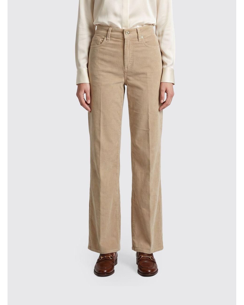 7 For All Mankind Natural Lotta High-Waisted Straight Leg Corduroy Jeans