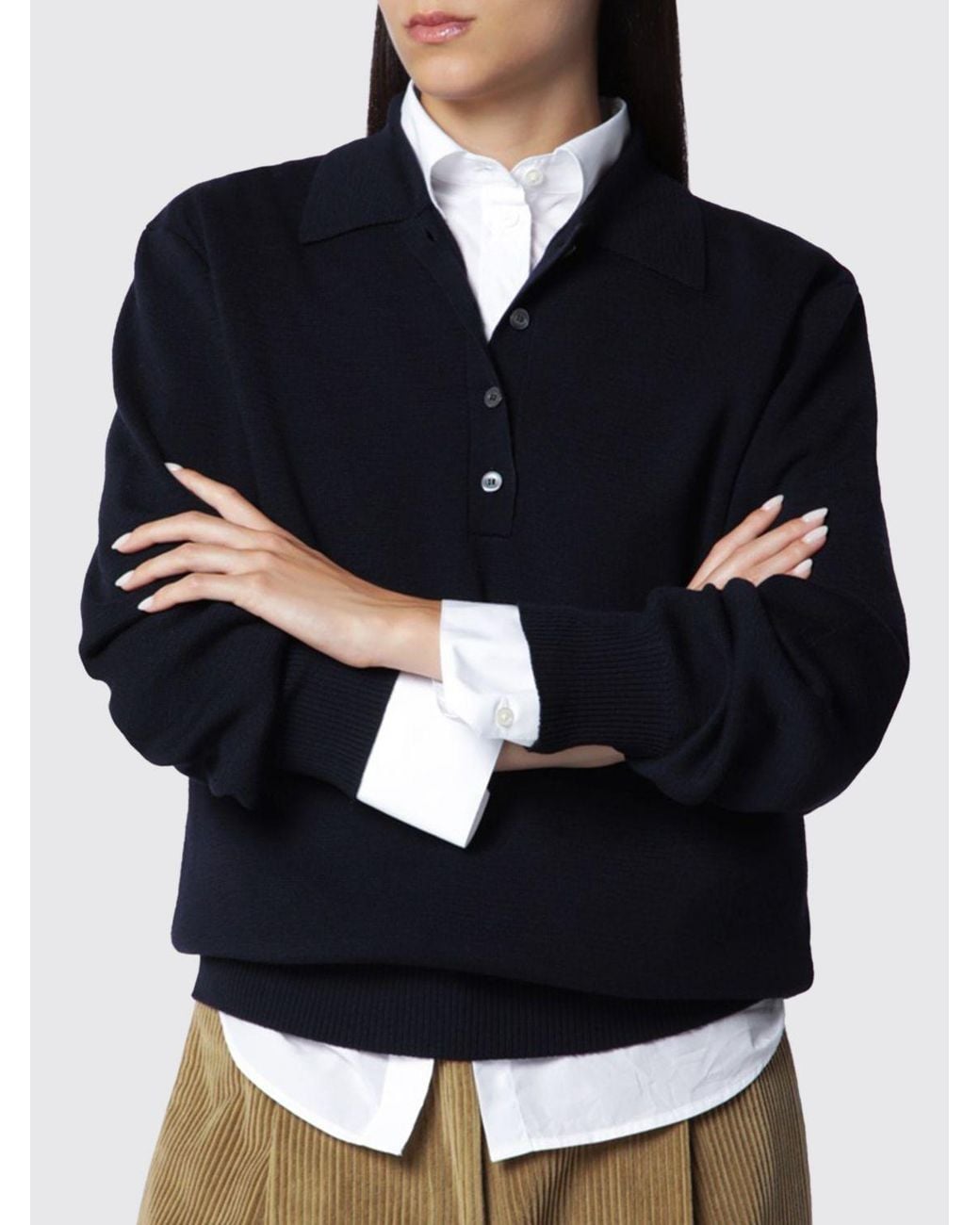 Rohe Blue Long-Sleeved Knit Polo