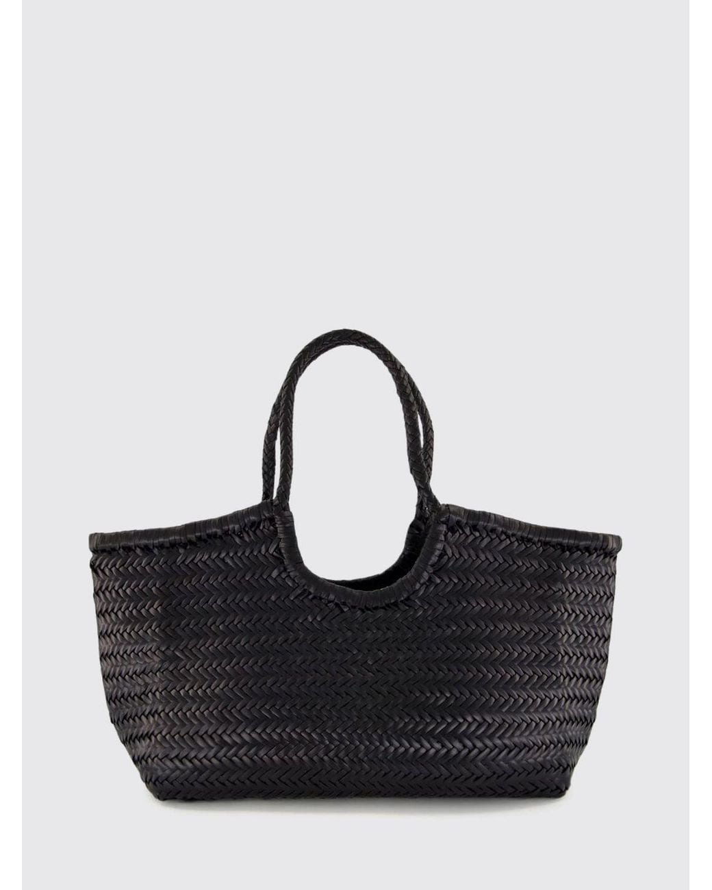 Dragon Diffusion Black Nantucket Woven Leather Shoulder Bag With Braided Handles