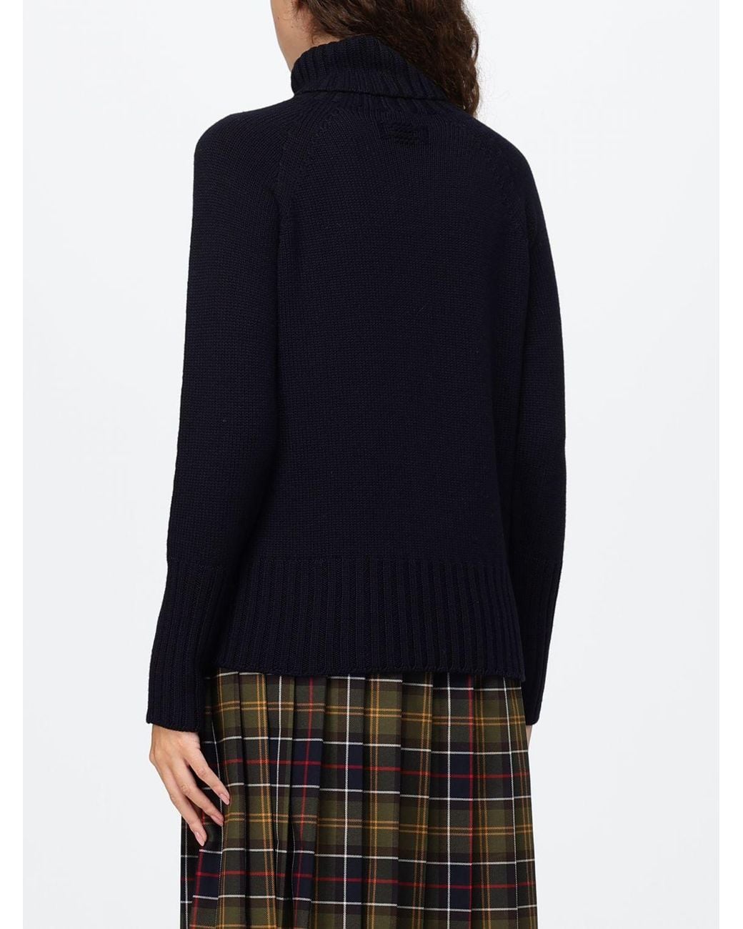 Drumohr Blue 100% Pure Merino Wool Turtleneck Jumper With Ribbed Edges